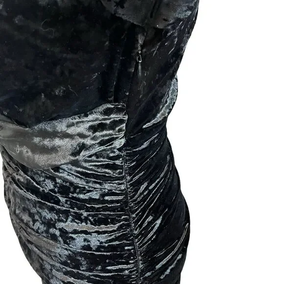 ZARA Velvet Ruched Mini Dress Women’s XS Black V Neck Cocktail Party Night Chic - Picture 8 of 13